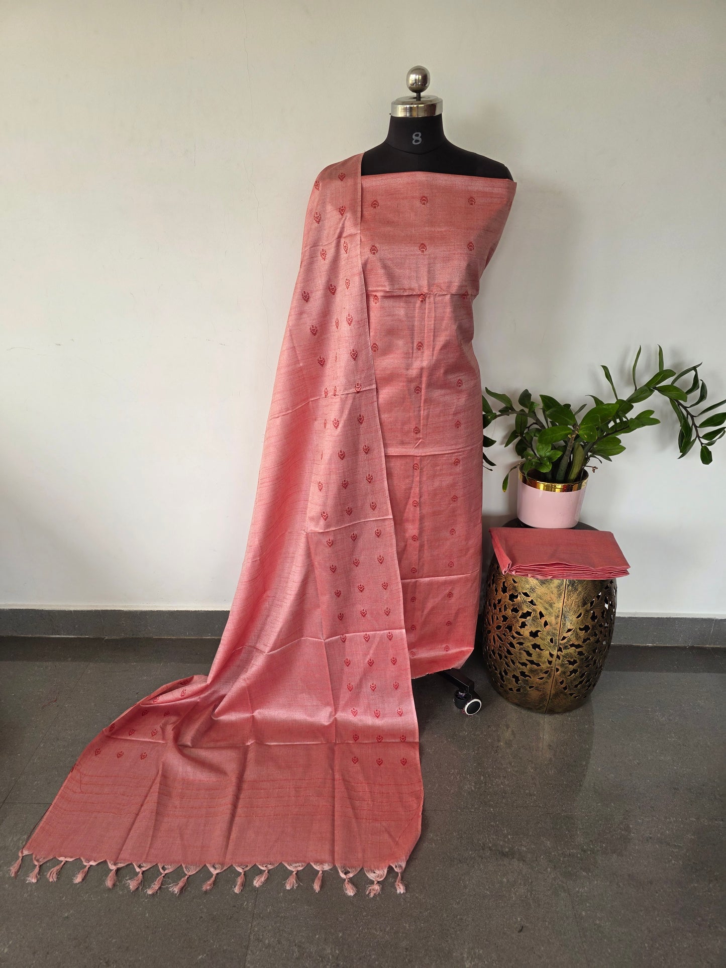 Bhagalpuri dupion dobby weaving silk set - BA489