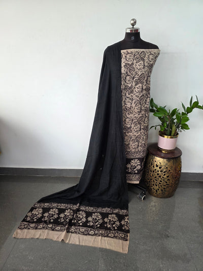 Handblock pure kalamkari cotton with border (2 pc set) - AK289