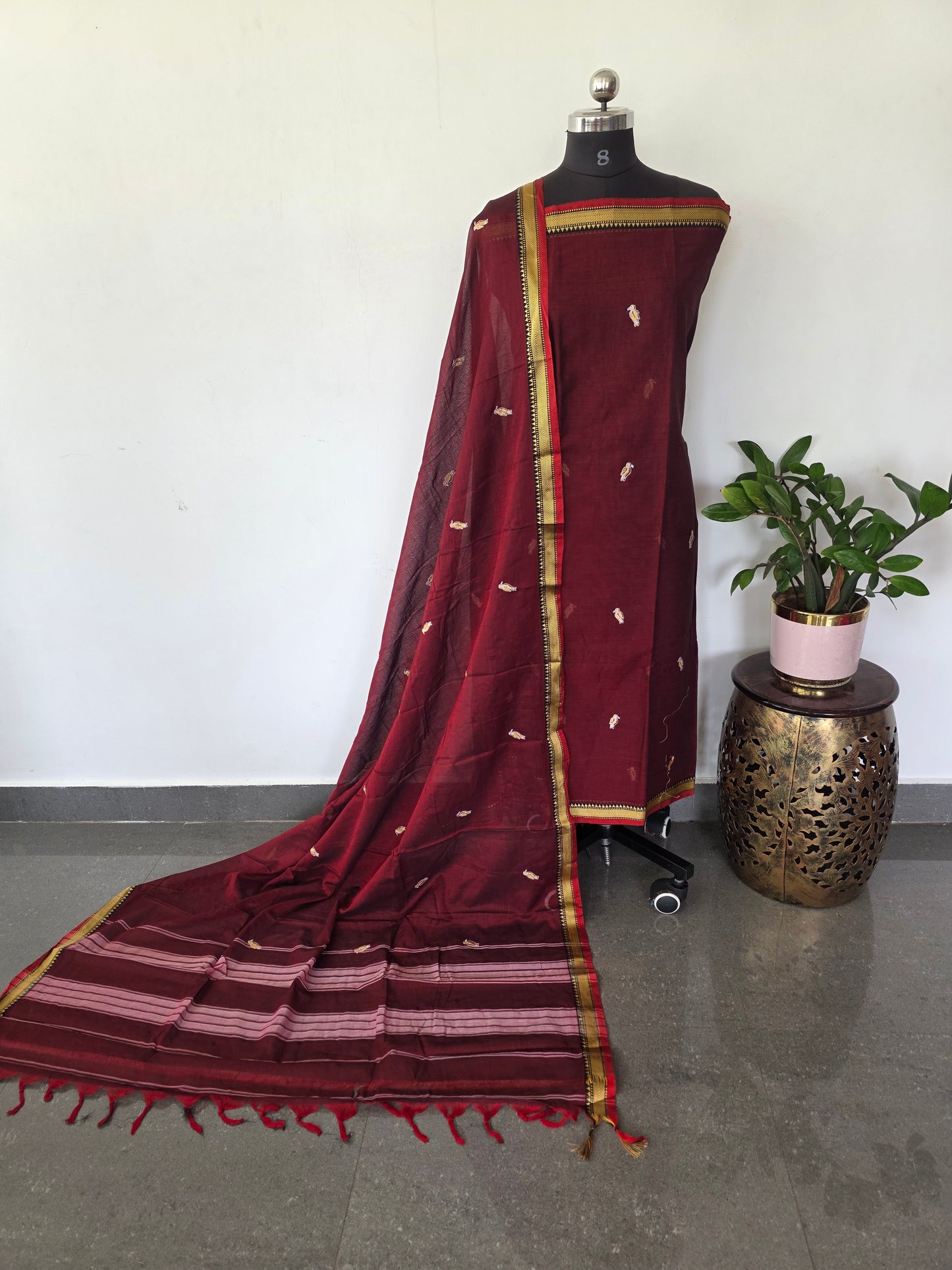 Vanamala Parrrot Embroidery Narayanapet salwar set (4.5 mtrs) - Na460