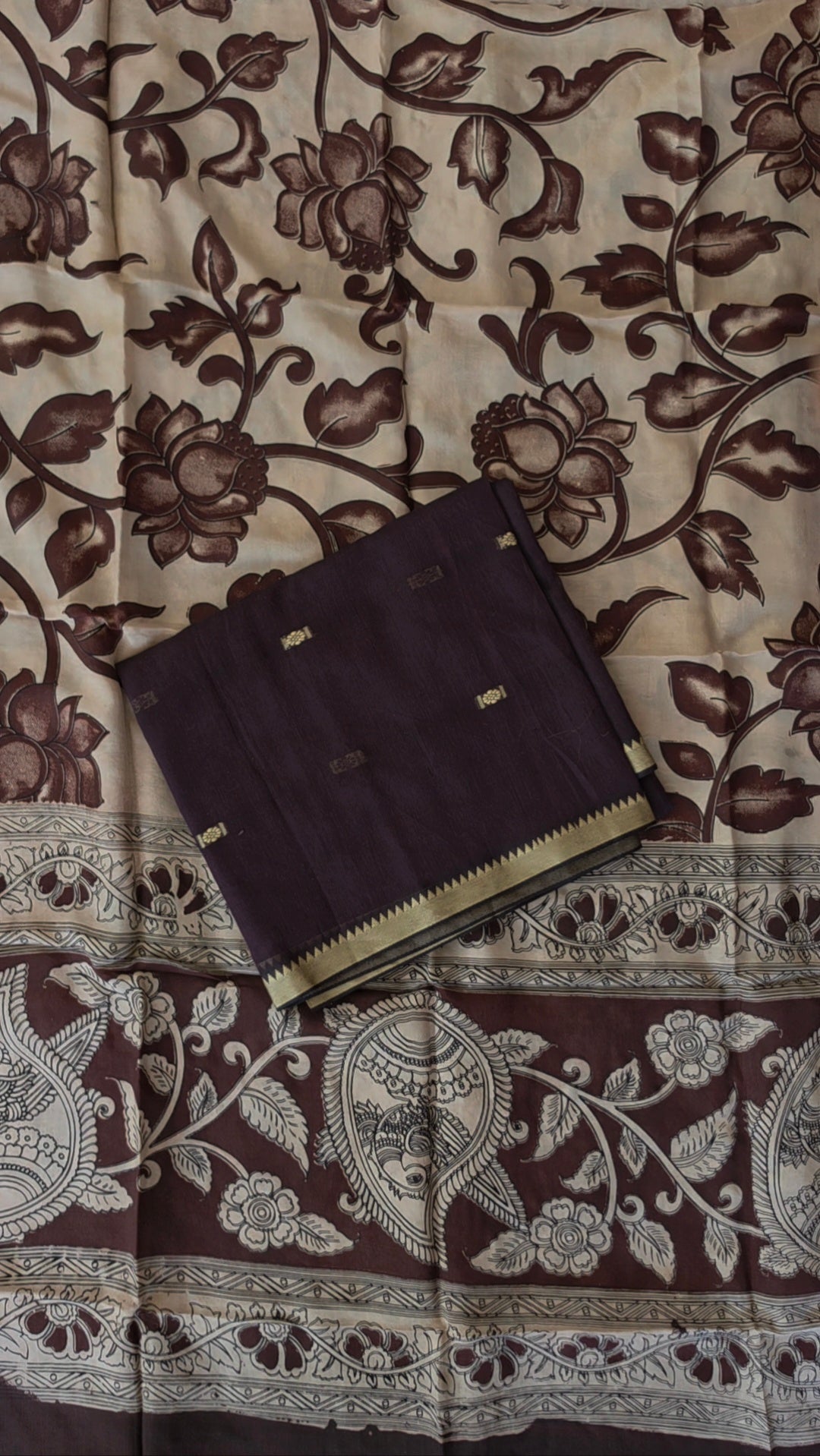 Fusion Narayanapet with handcrafted chennuri silk kalamkari duppatta -NA688