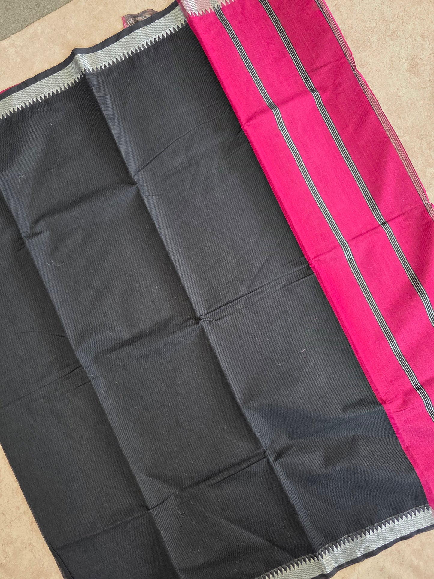South cotton saree with metallic border - MAA181