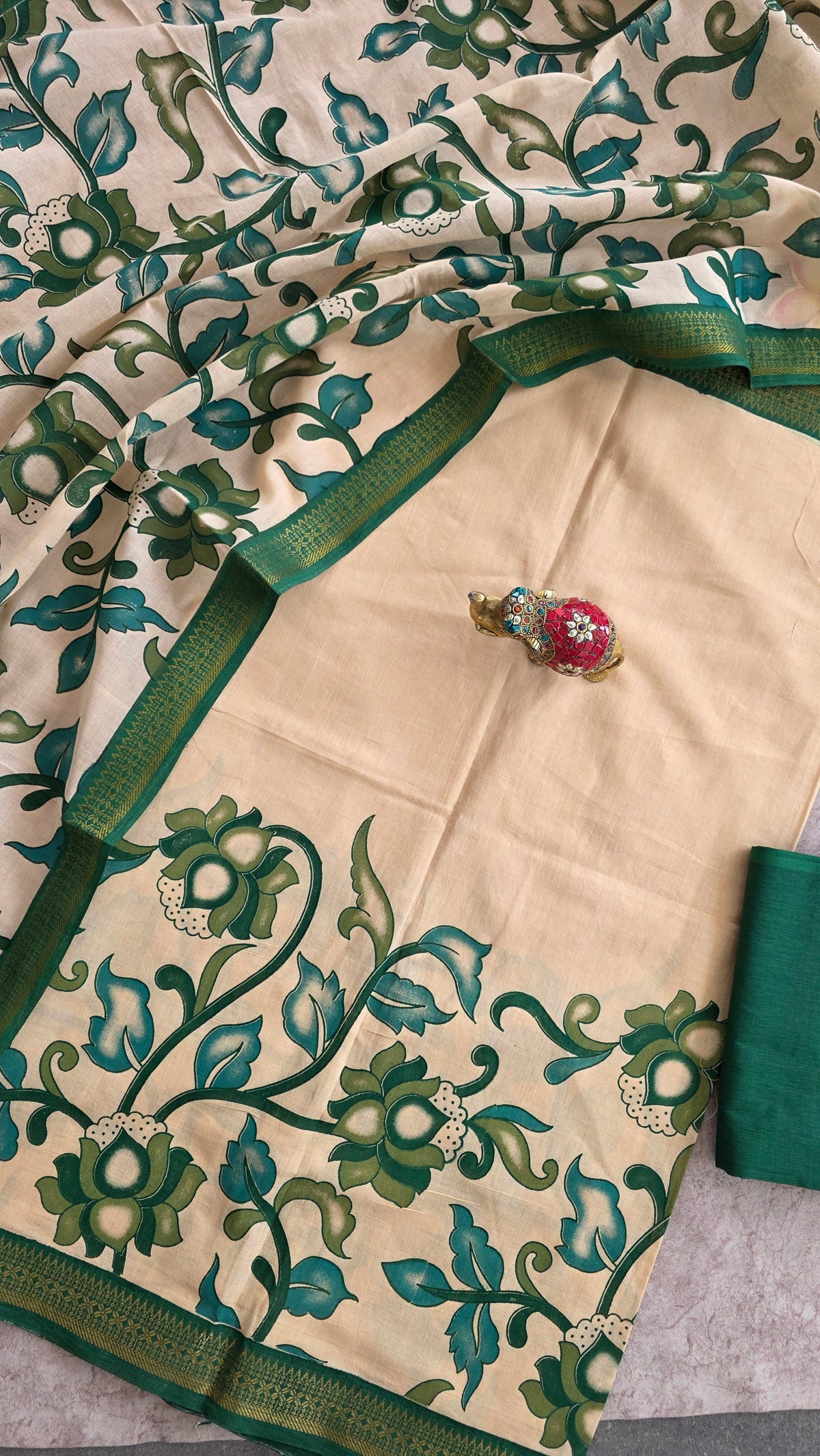 Fusion kalamkari cotton with mangalagiri border salwar - FC28