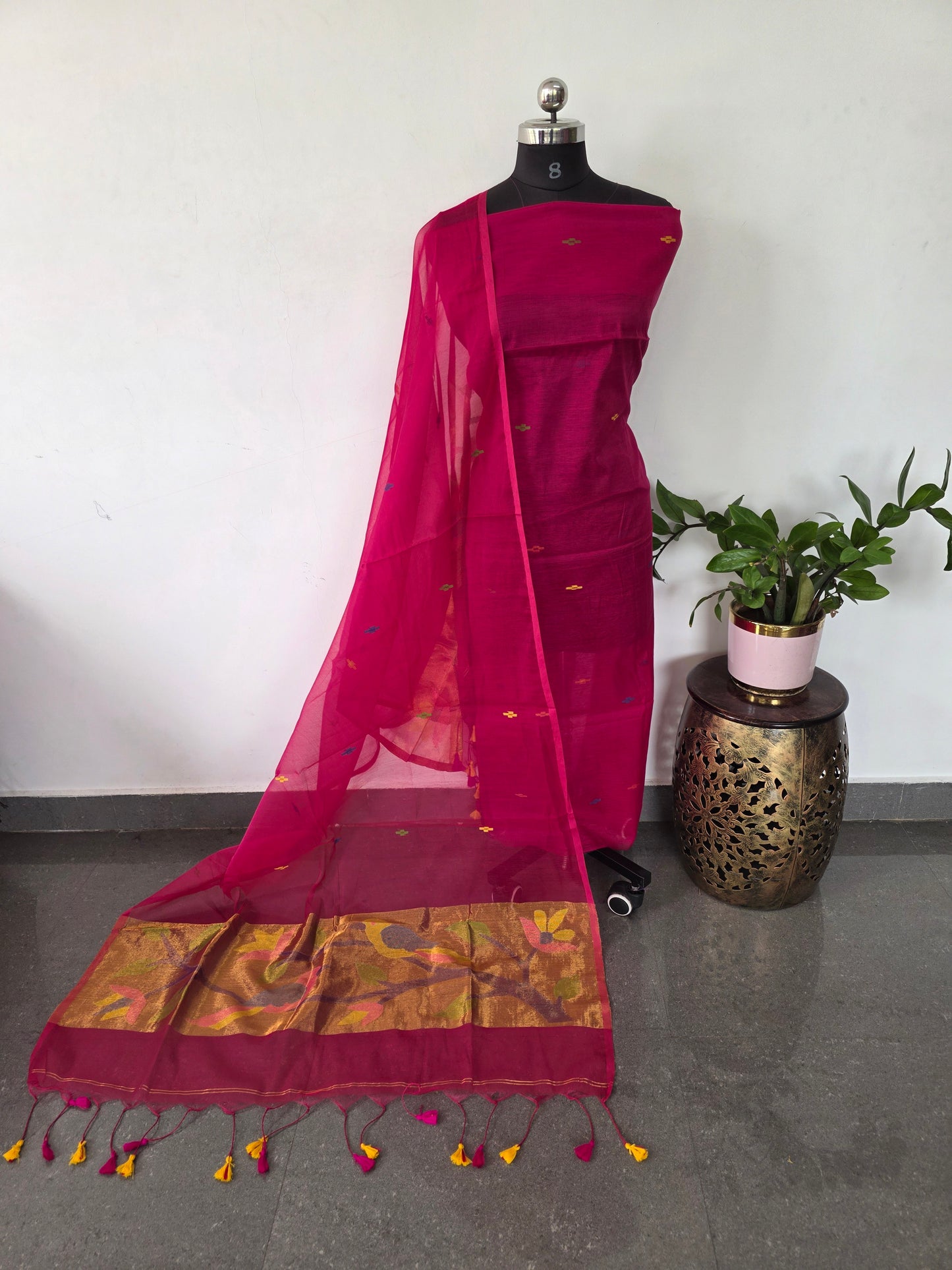 Handloom muslin paithani jamdhani set - JMM354