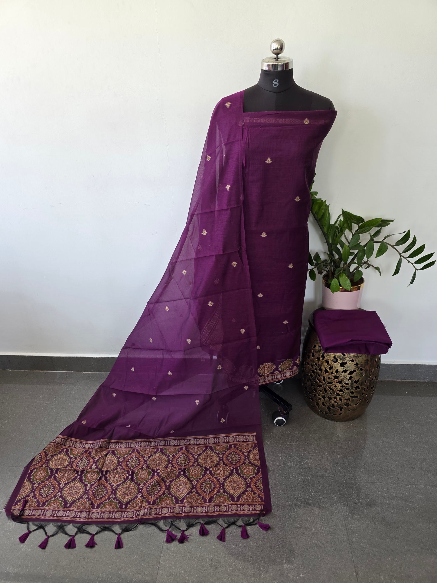 Premium jamdhani paithani silk cotton set - CLA154