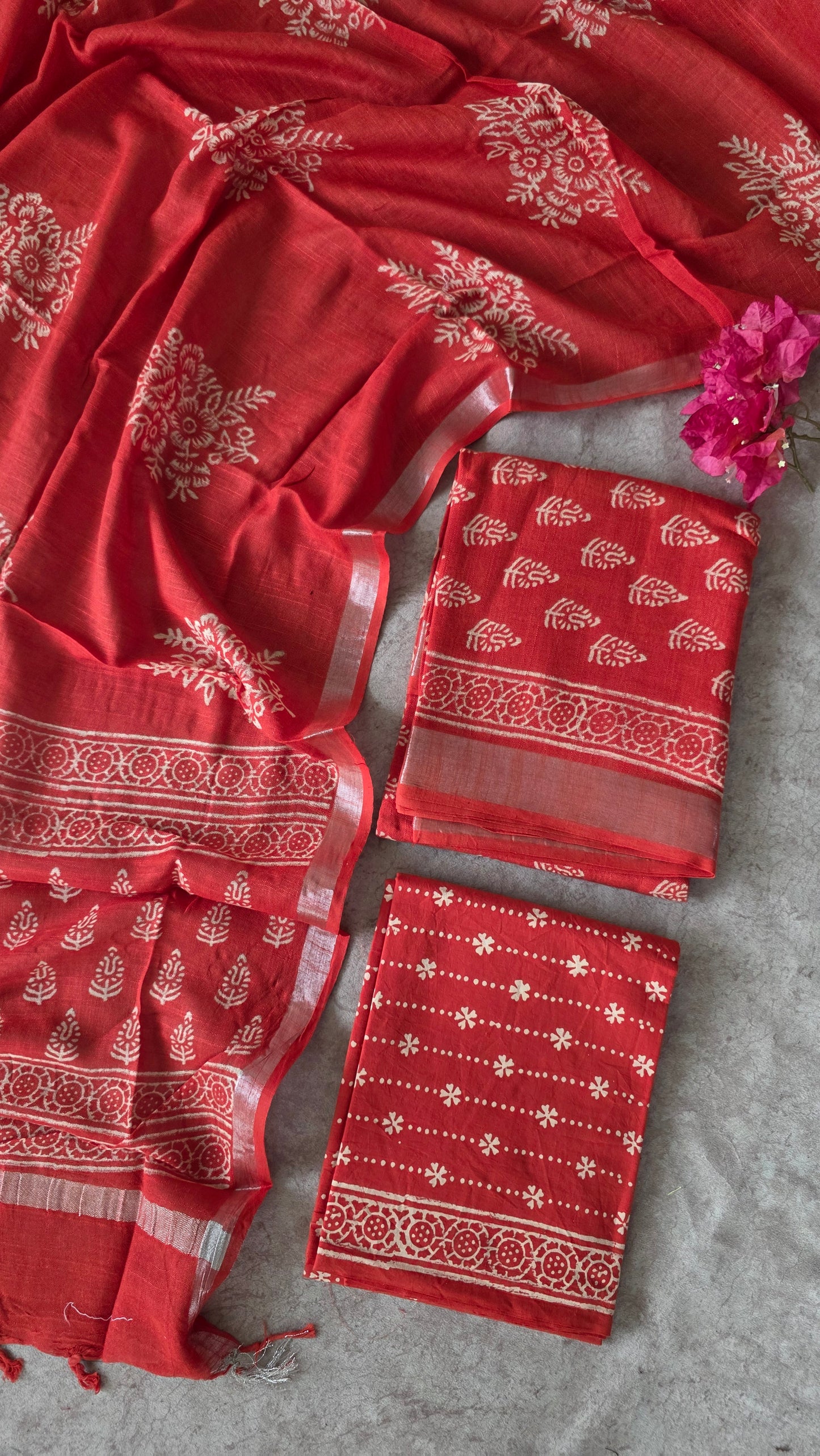 Handblock Jaipuri linen cotton set - JA745
