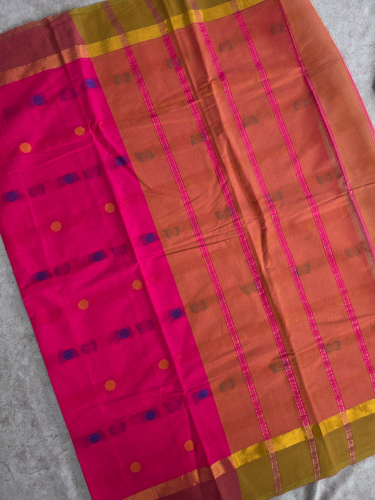 South cotton butta saree with zari border - MAA186