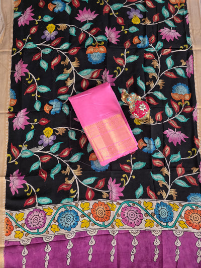 Handloom mangalagiri pattu with penkalamkari duppatta -MP8