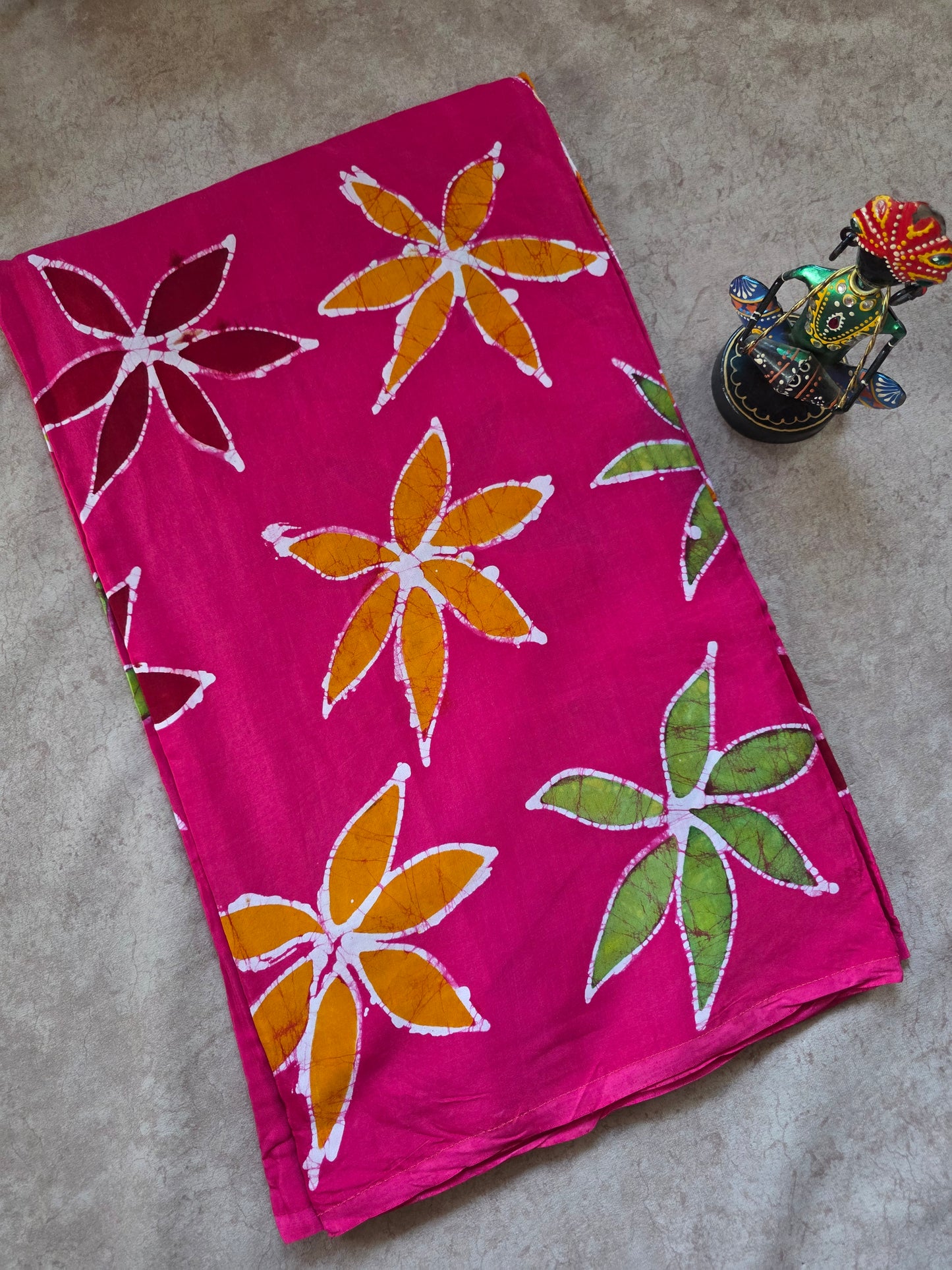 Pen art Batik bangalore silk running material -PAB3