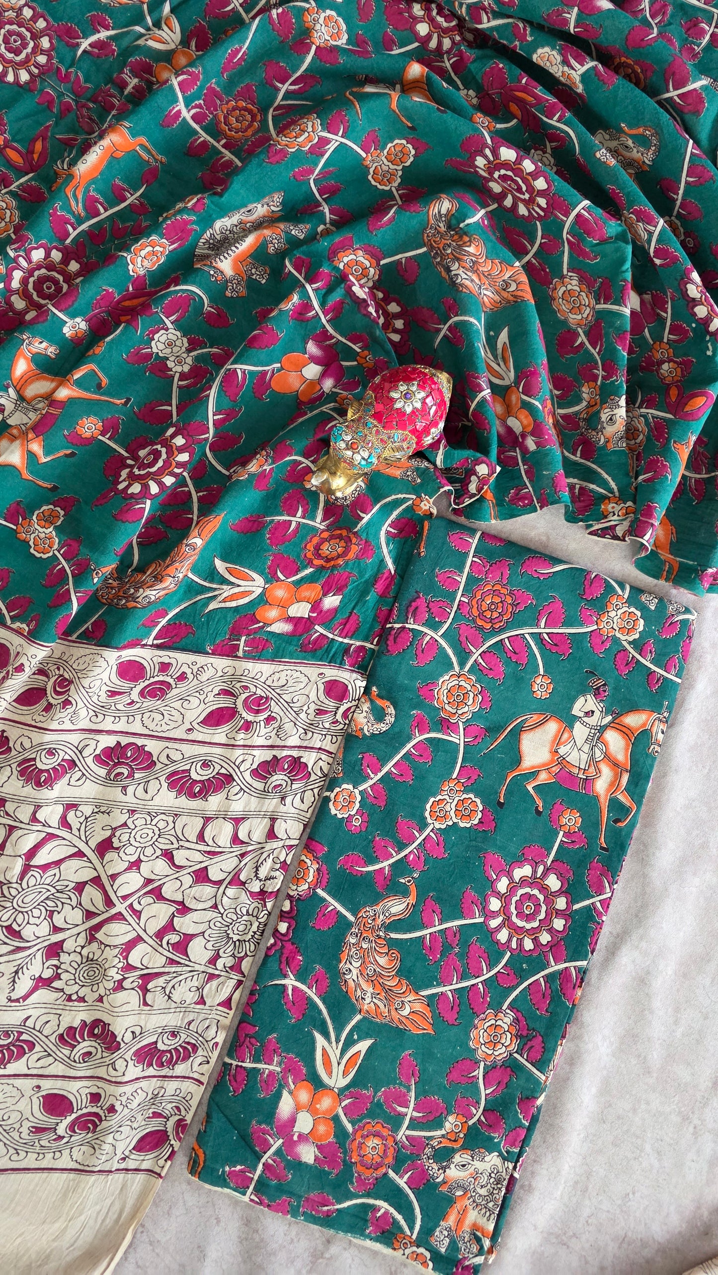 Authentic pure kalamkari cotton set ( 2 pc set )- AK263