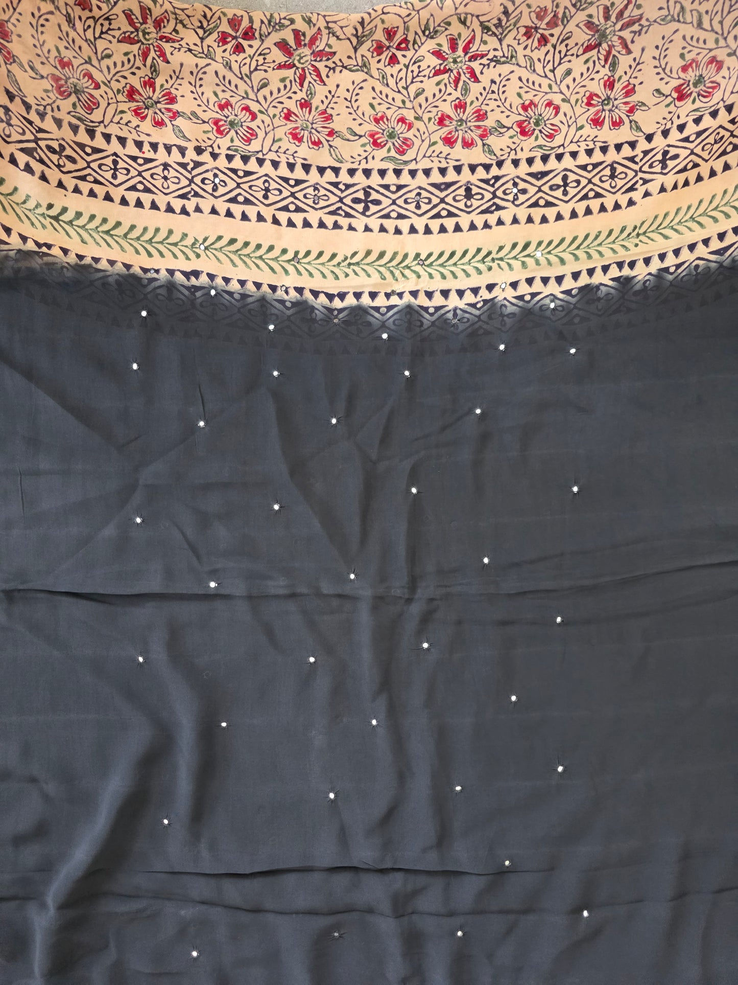 Handblock georgette salwar set with handwork mirror work- GE154