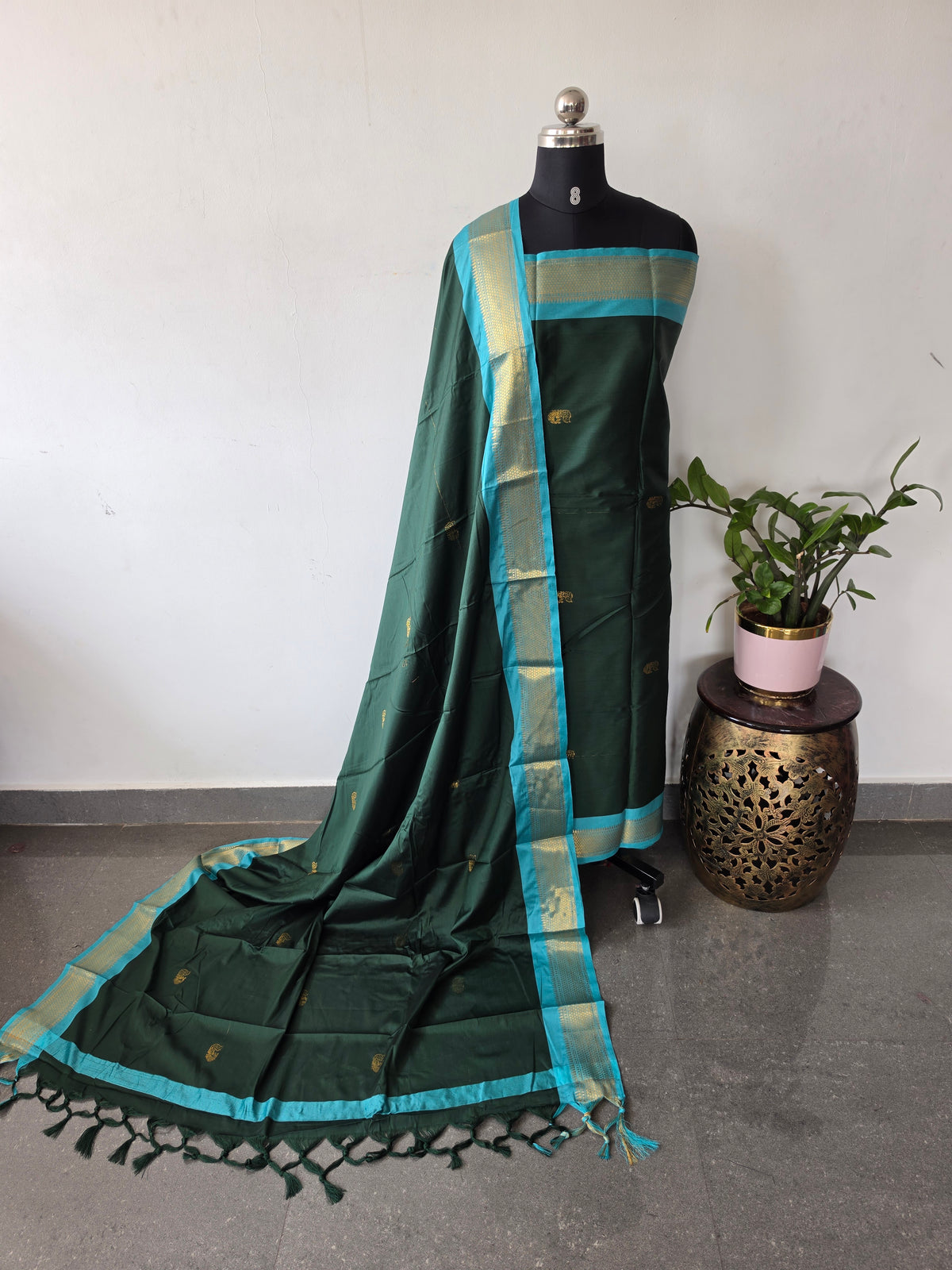 Kovilpattu soft silk set (4.5 mtrs)(Green) -NA690