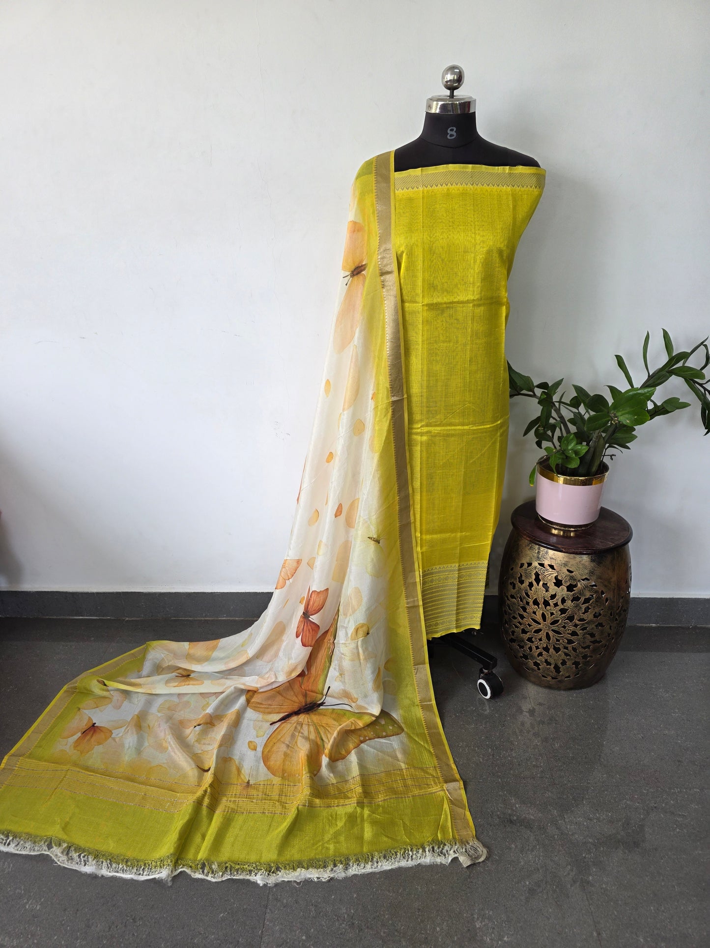 Handloom mangalagiri silk top with pure mangalagiri digital silk shawl - ML14