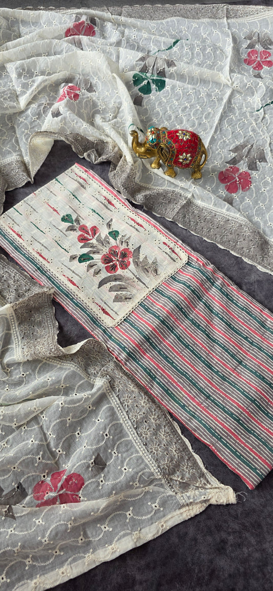 Premium handpainted pure cotton set - gray