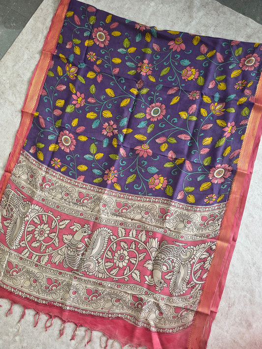 Pure chennuri kalamkari silk duppatta - 9