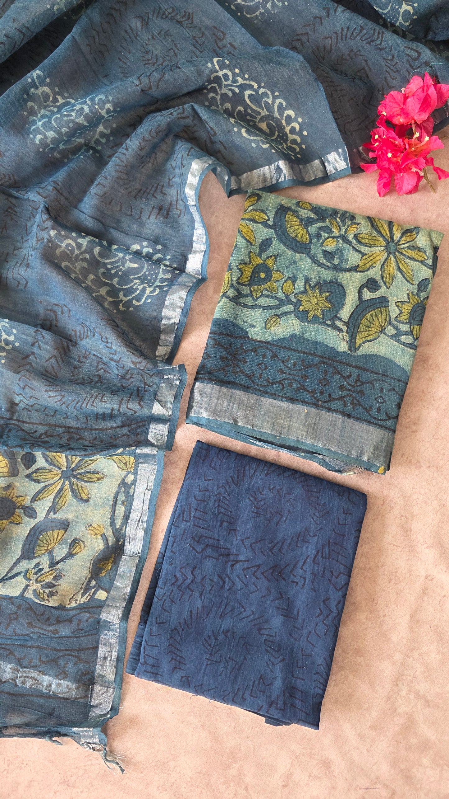 Handblock Jaipuri linen cotton set - JA742