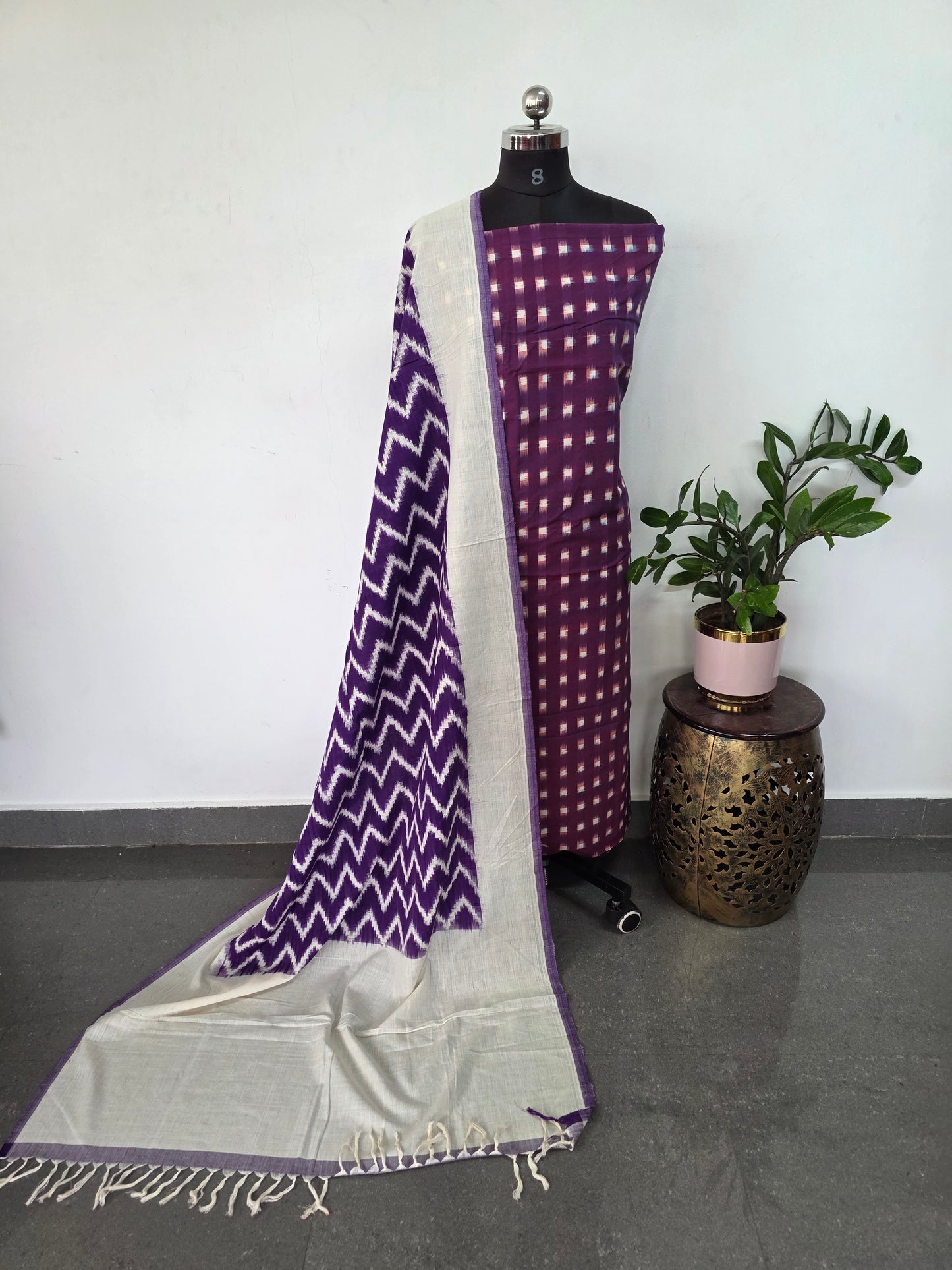Handloom Double ikkat cotton with double ikkat duppatta -NV406