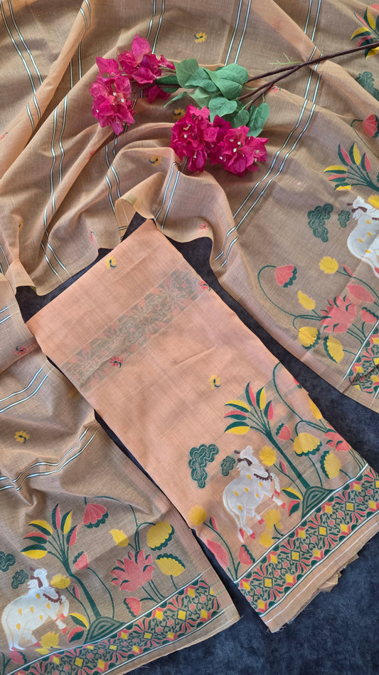 Premium jamdhani paithani silk cotton set - BB70