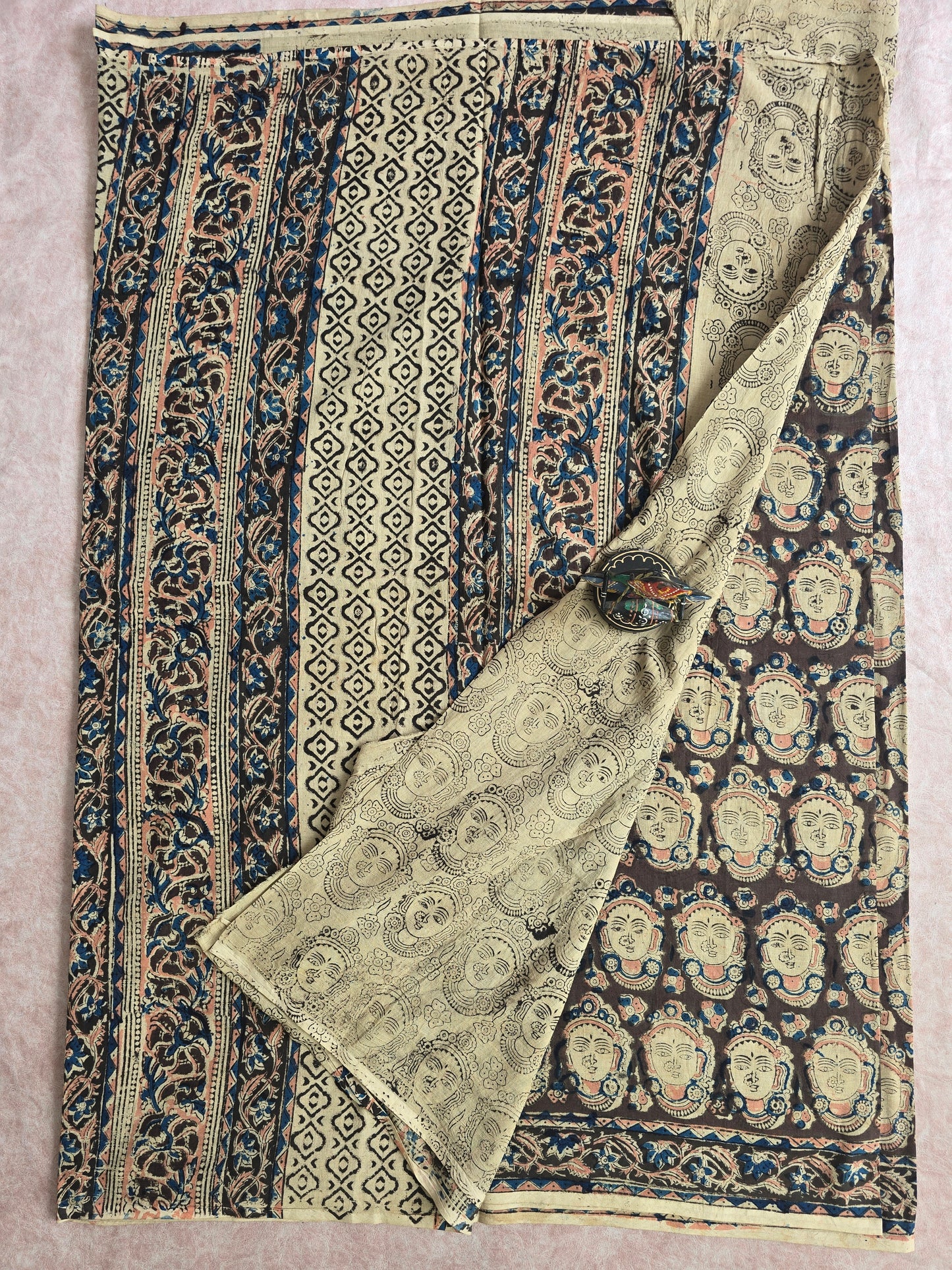 Handblock pure kalamkari cotton saree - HZ11