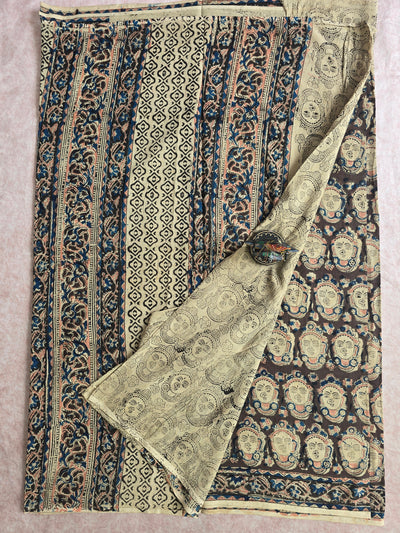 Handblock pure kalamkari cotton saree - HZ11