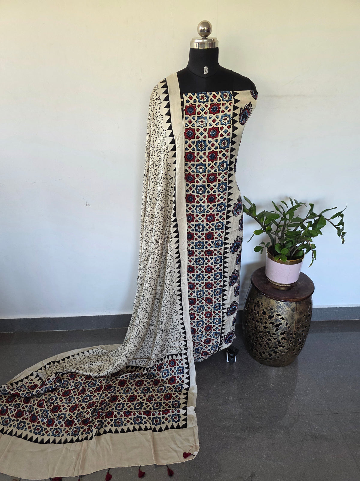 Handcrafted ajrakh modal silk set -HZ311