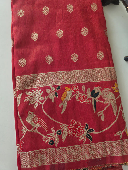 Premium cosmos silk paithani running material ( 1 mtrs ) - PRM4