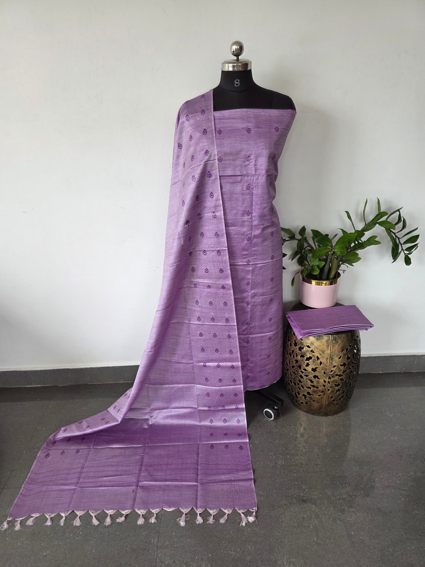 Bhagalpuri dupion dobby weaving silk set - BA486