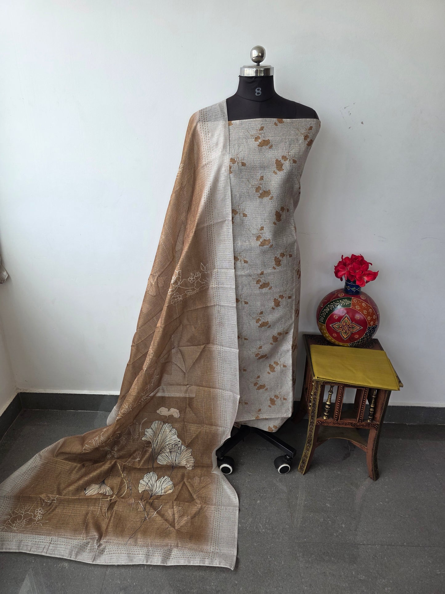 Semi tussar silk set -DM126