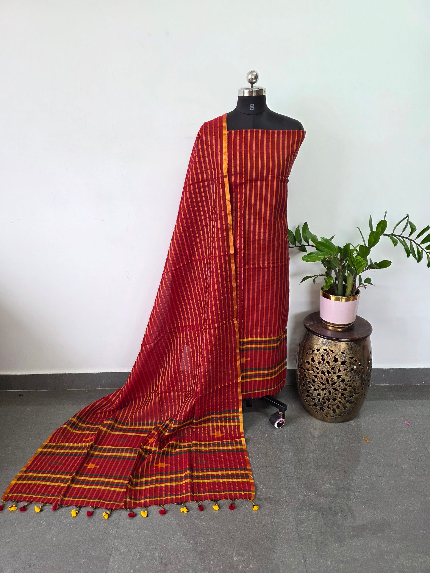 Premium mul khadi zari lines salwar set - MUL293