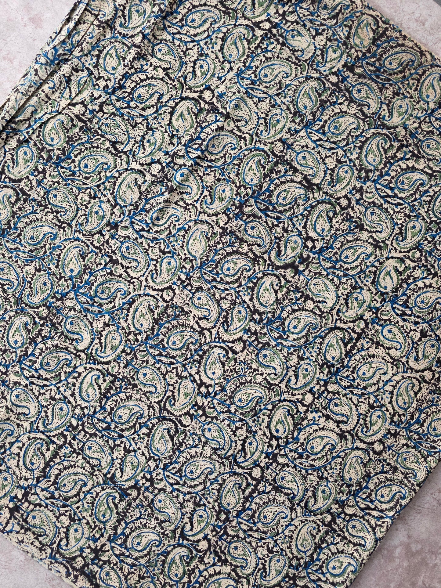 Handblock pure kalamkari cotton running material ( 0.5 mtrs ) -DB31