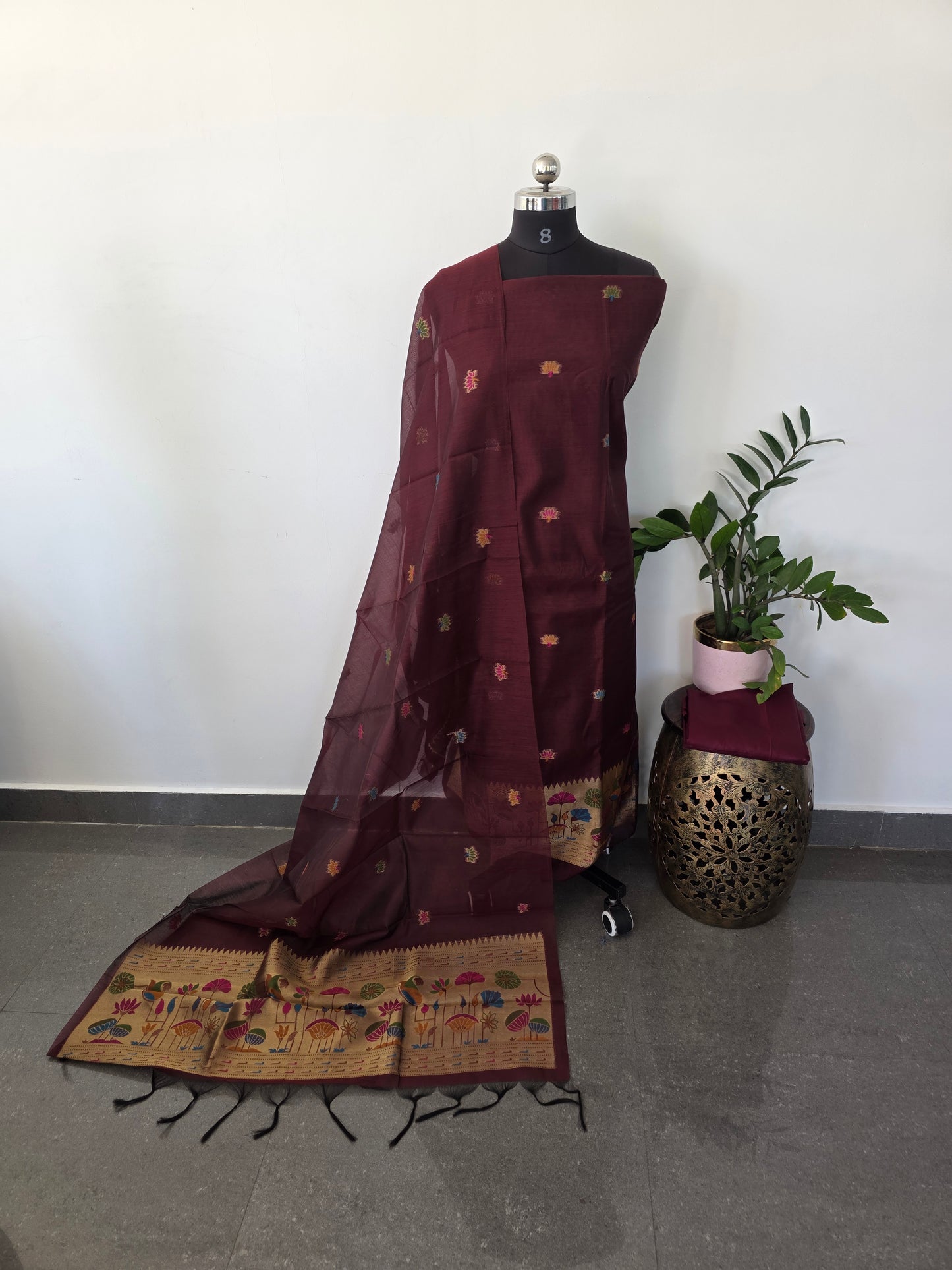 Premium jamdhani paithani silk cotton set - X7