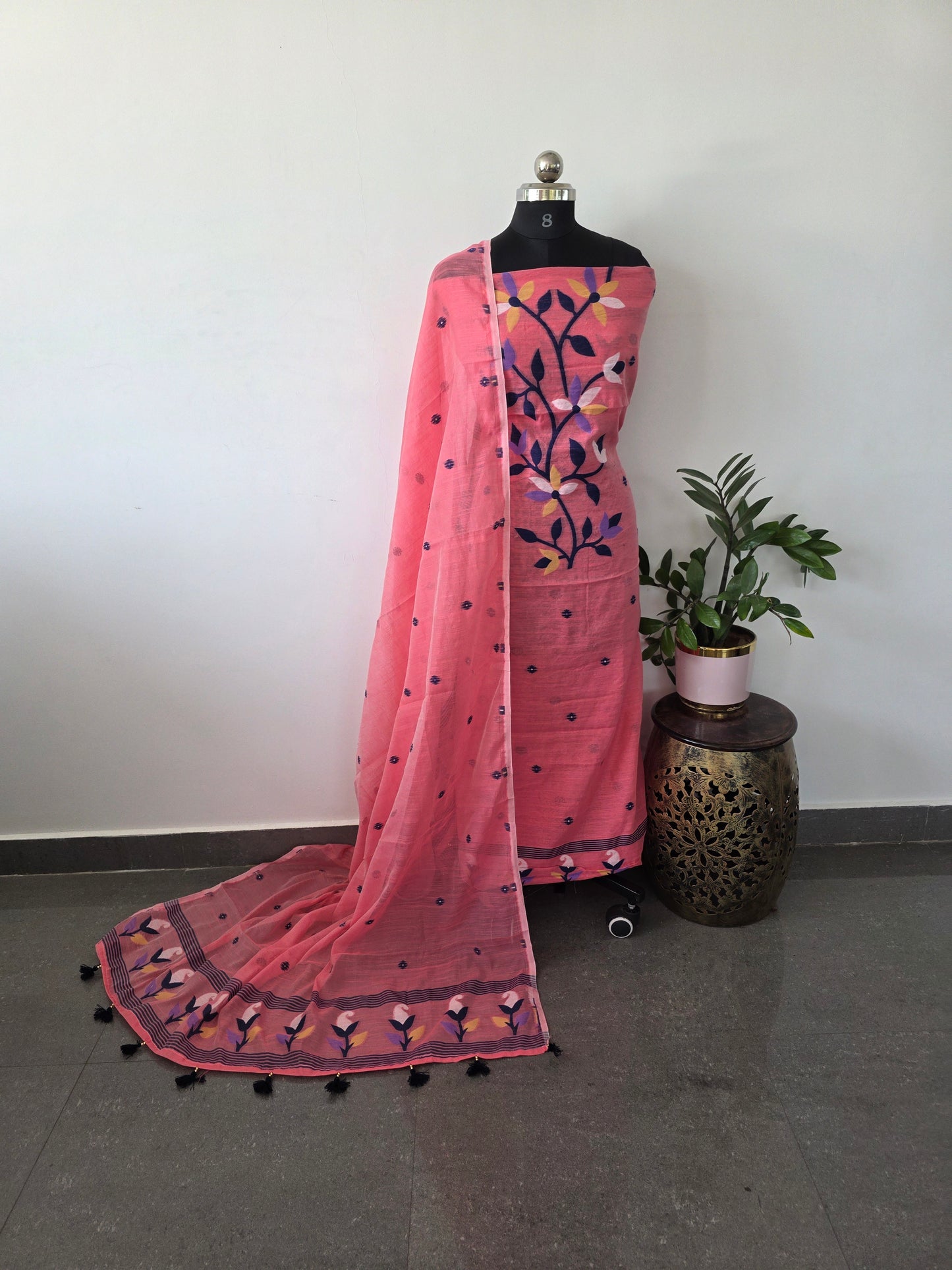 Premium silk cotton jamdhani set - AV67