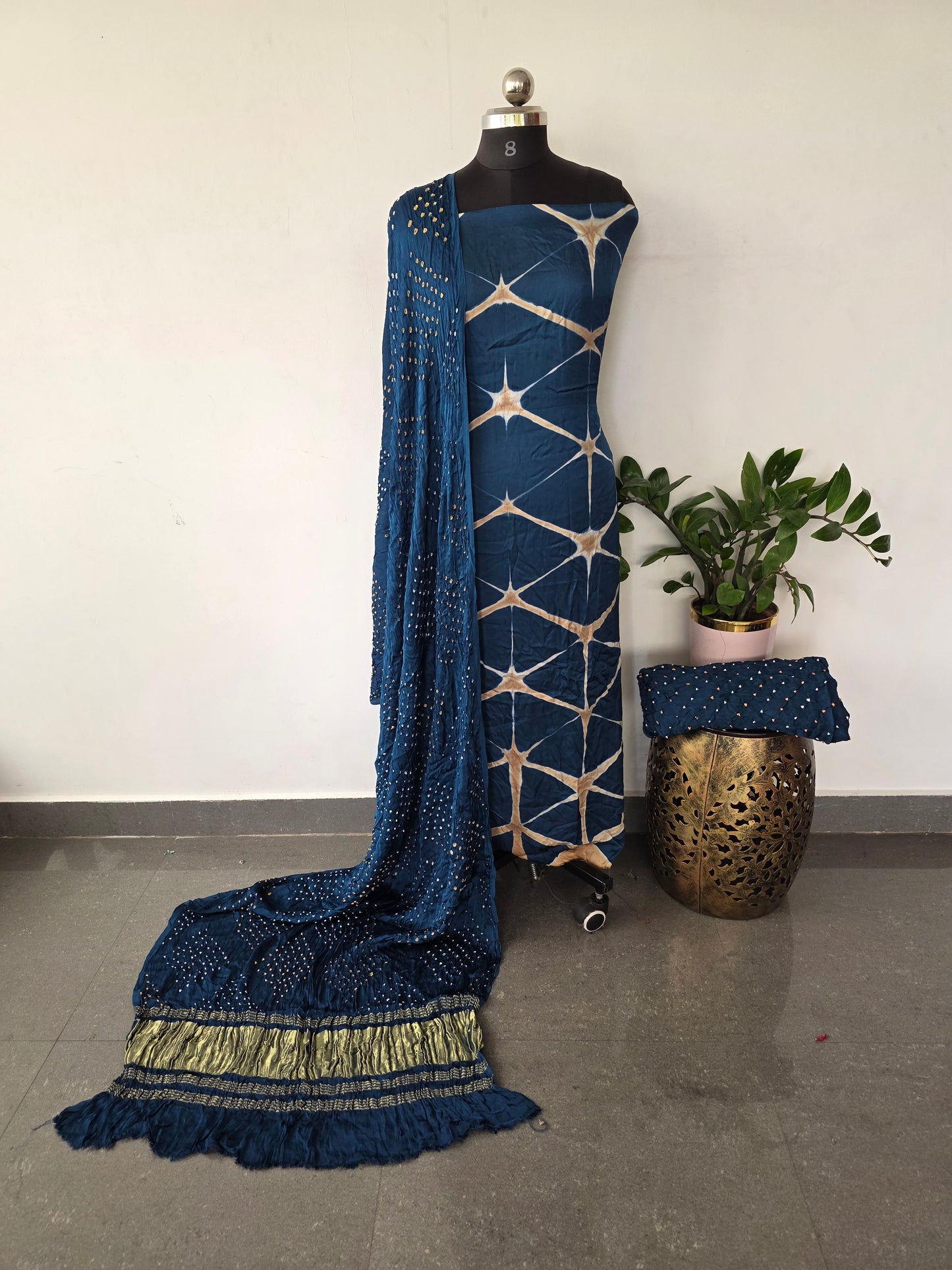 Handcrafted clap-dyed bandhani modal salwar set - BN94