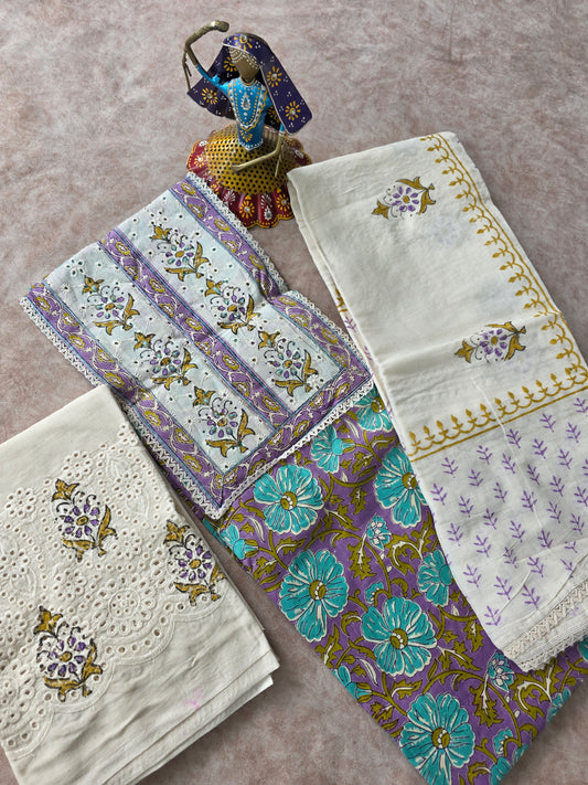 Jaipuri cotton set with hakoba bottom