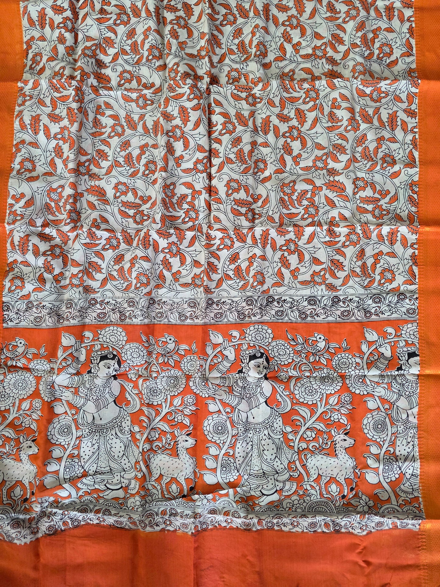 Kanchi border chennuri kalamkari silk set - AK426