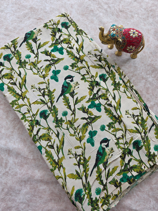 Pure silk kalamkari running material (1 meter)- KM72