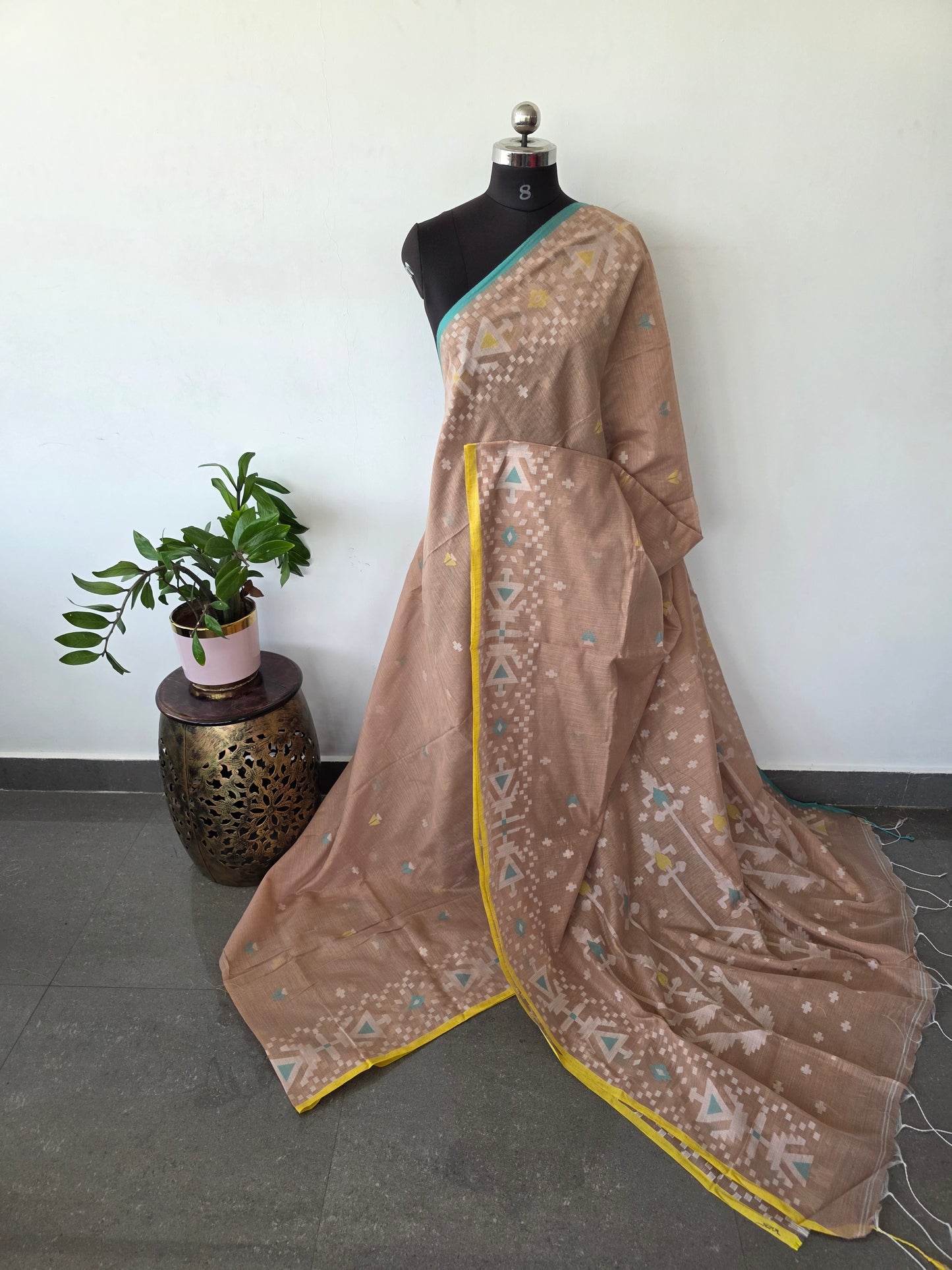 Silk cotton jamdhani saree - BB480