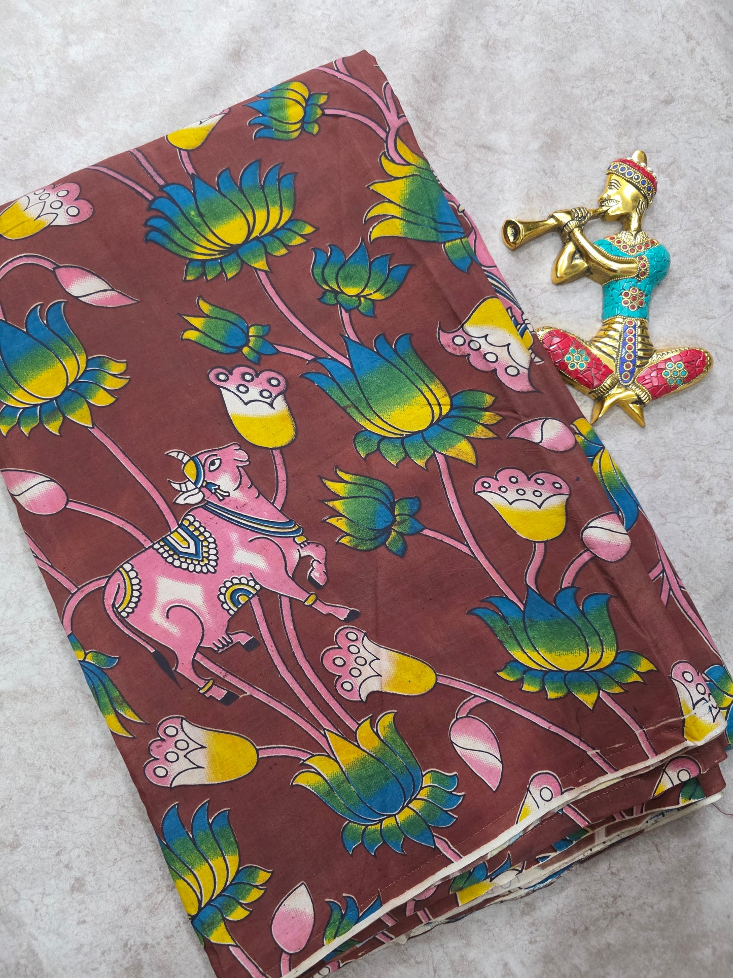 Pure chennuri silk kalamkari running material (0.5 meter)- RV286