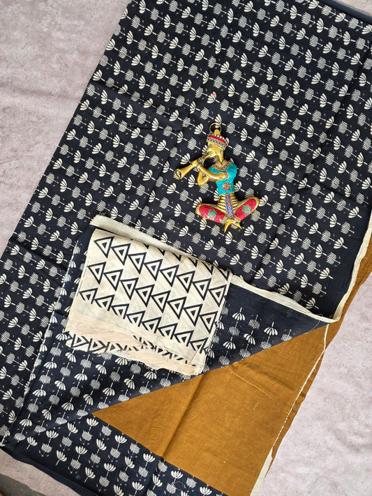 Handblock Jaipuri pure cotton saree - JA506