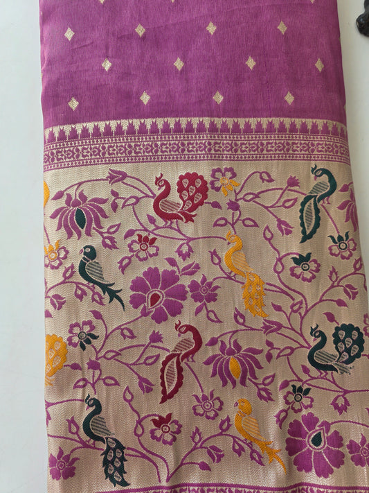 Premium cosmos silk paithani running material ( 1 mtrs ) - PRM6