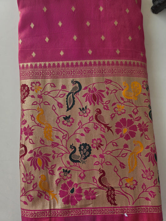 Premium cosmos silk paithani running material ( 1 mtrs ) - PRM3