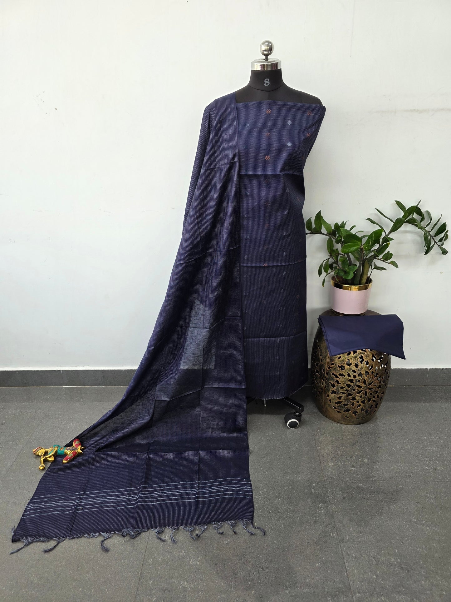Bhagalpuri katan weaving with butta set- BA547