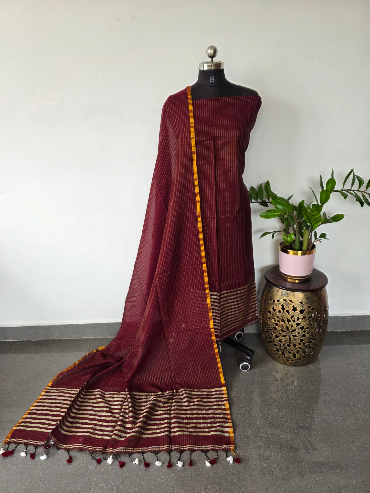 Premium mul khadi zari lines salwar set - MUL301