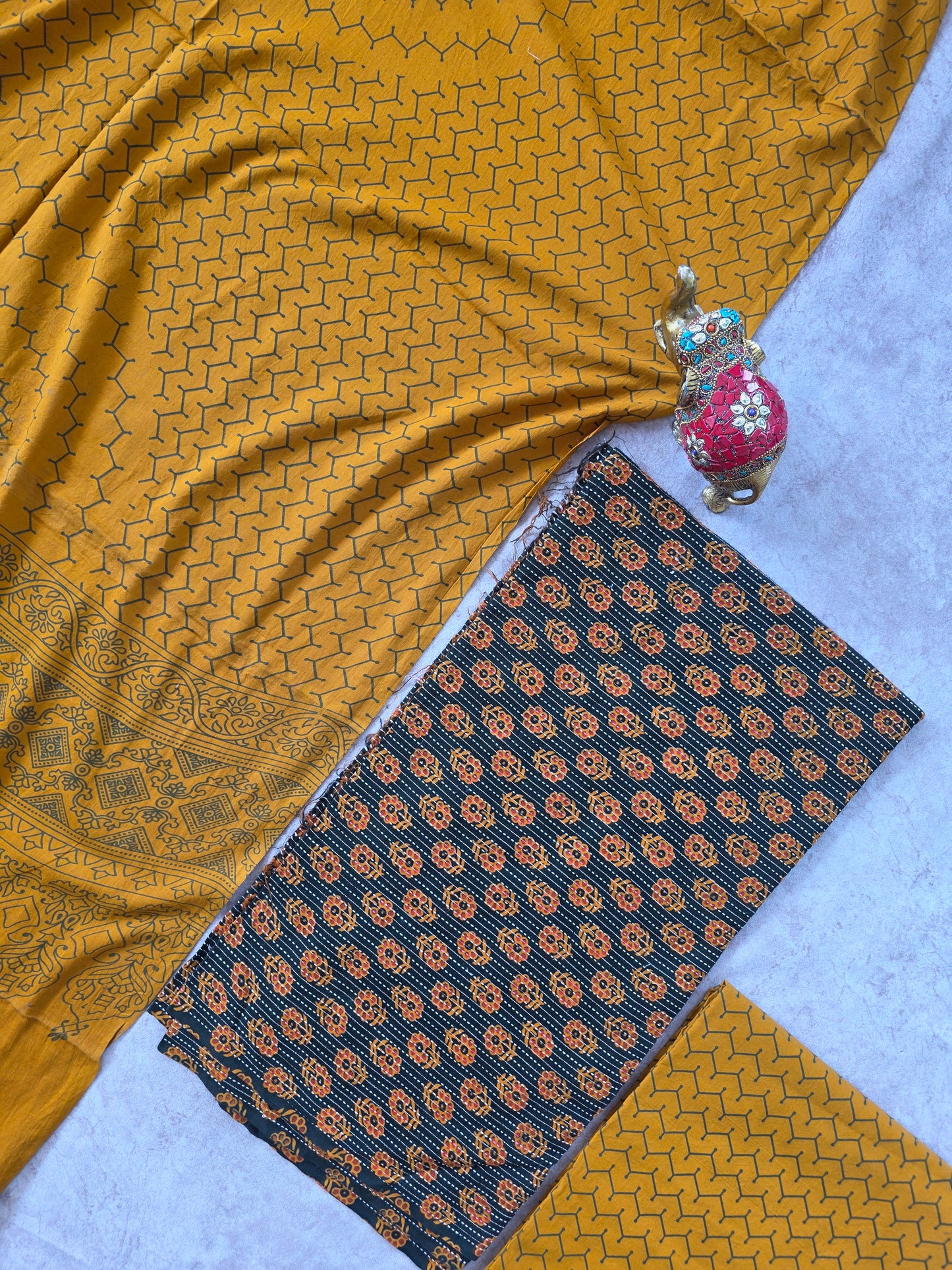 Heavy kantha Ajrakh cotton set - VC90