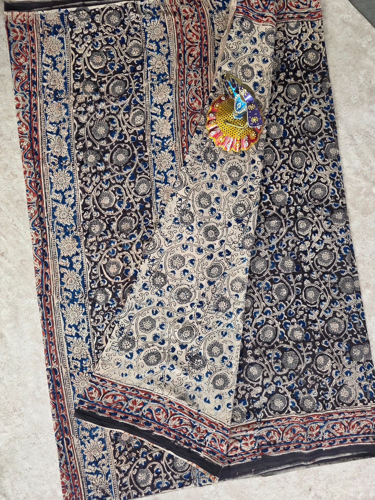 Handblock pure kalamkari cotton saree  - HS11