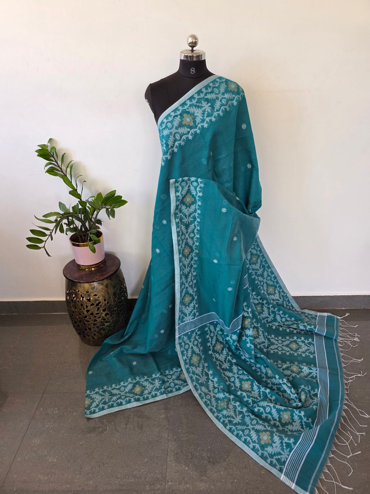 Silk cotton jamdhani saree - BB180