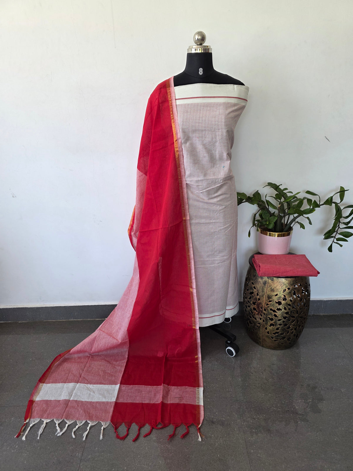 Checked south cotton salwar set -HA99