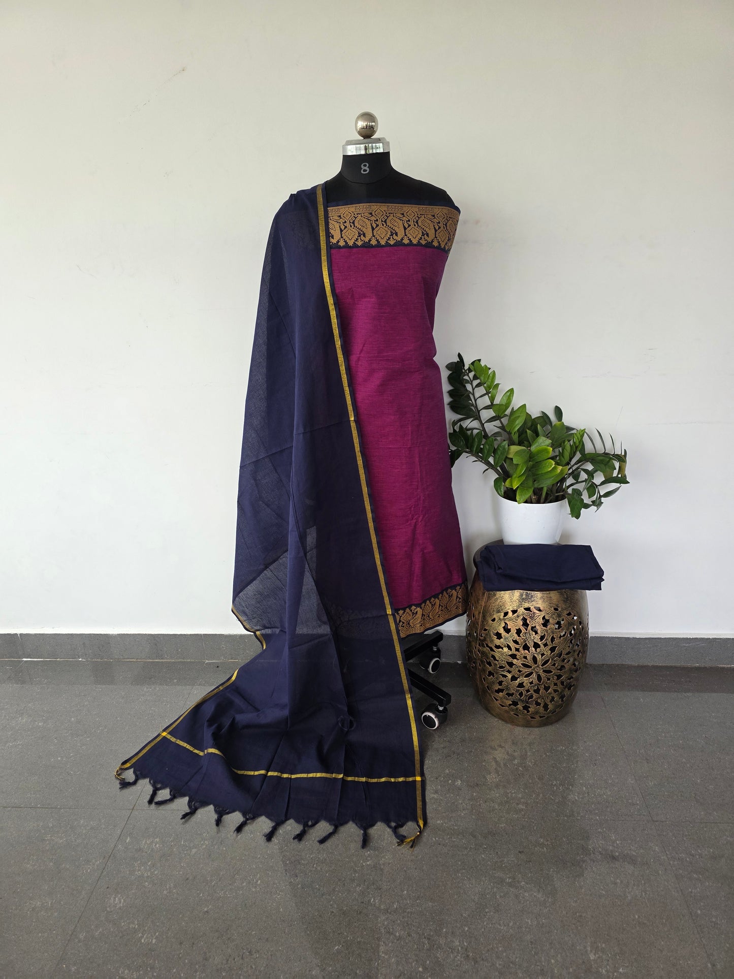 Pure handloom cotton set - pink