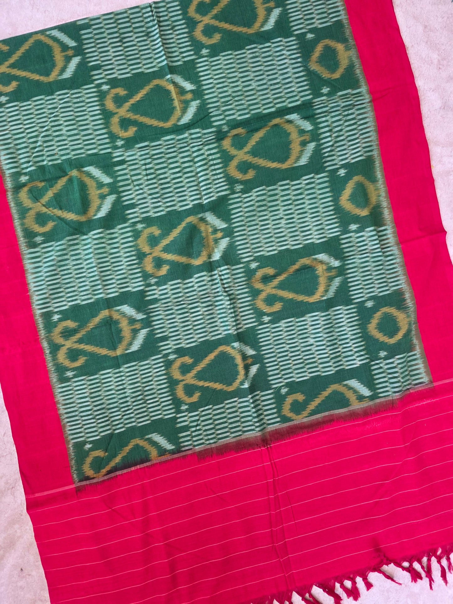 Handloom mercerised weft ikkat duppatta - KK124