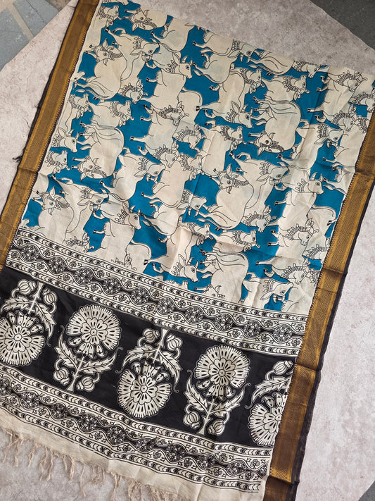 Pure chennuri kalamkari silk duppatta - 24