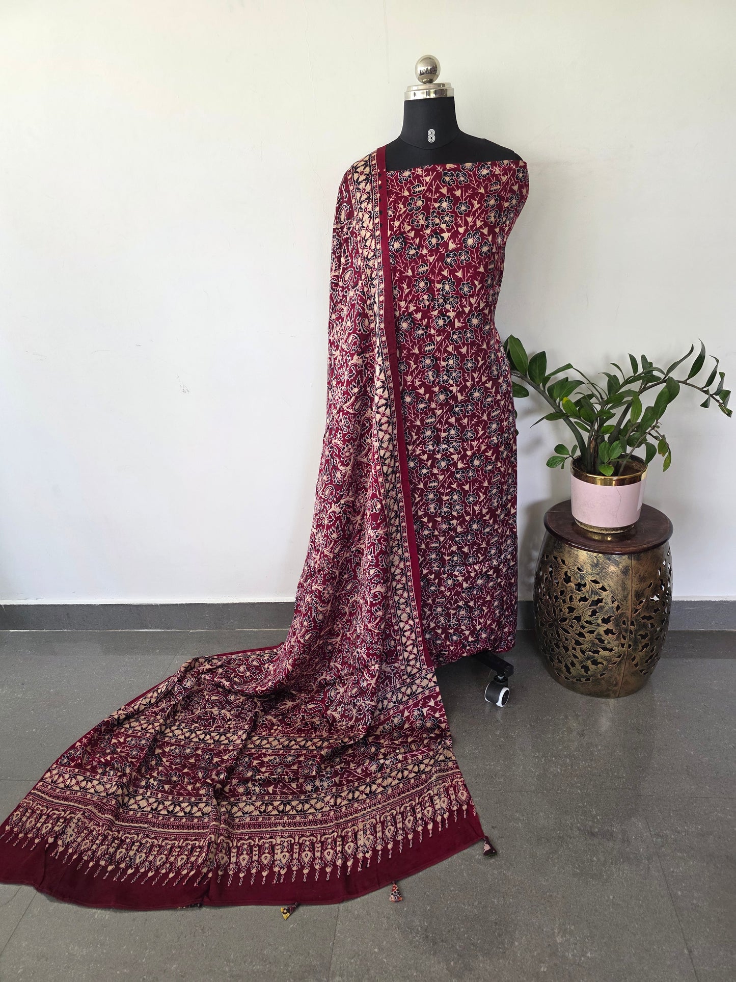 Handcrafted ajrakh modal silk set - HZ280